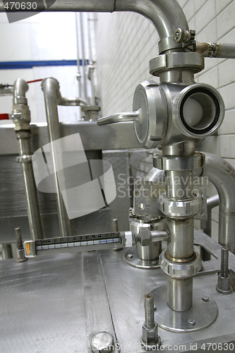 Image of valves in dairy factory