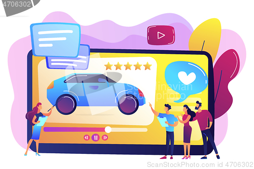 Image of Car review video concept vector illustration.