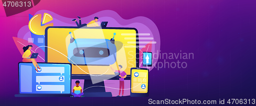 Image of Chatbot development platform concept banner header.