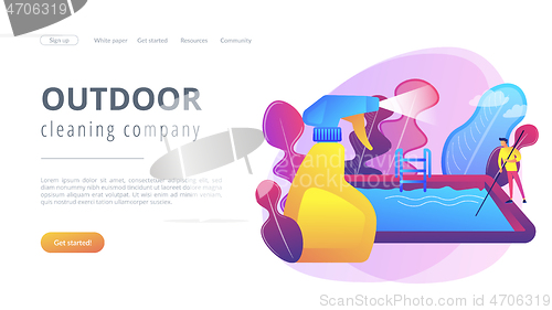 Image of Pool and outdoor cleaning concept landing page.