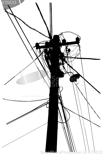 Image of silhouette of overhead electrical power cables