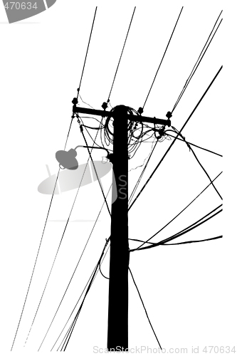 Image of silhouette of overhead electrical power cables