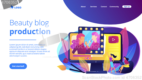 Image of Beauty blogger concept landing page.