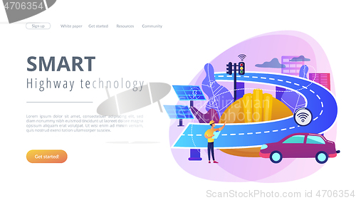 Image of Smart roads construction concept landing page.