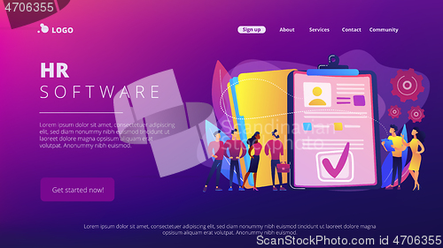 Image of HR software concept landing page.