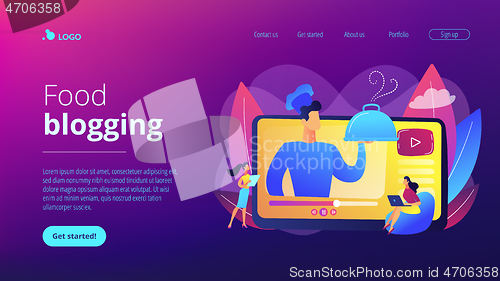 Image of Food blogging concept landing page.