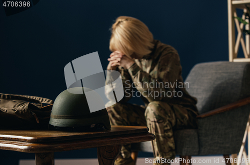 Image of Portrait of young female soldier