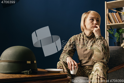 Image of Portrait of young female soldier