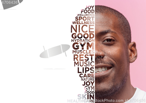 Image of Beauty man face portrait with perfect skin