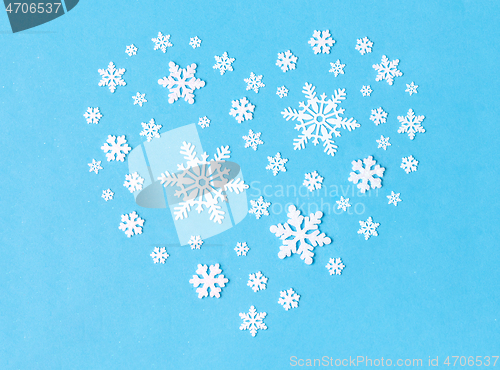 Image of snowflake decorations in shape of heart