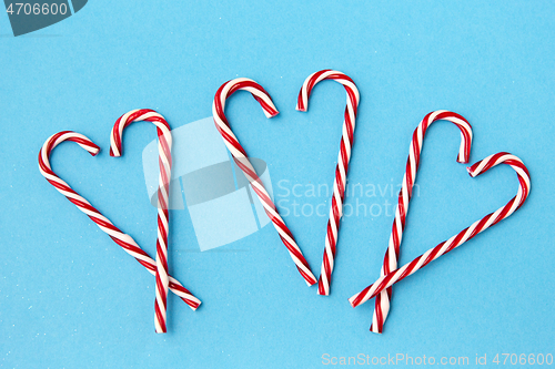 Image of candy cane decorations in shape of hearts