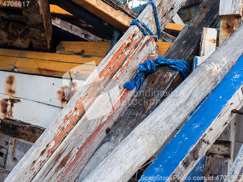 Image of Wrecks of old, wooden fishing boats