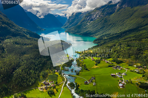 Image of Beautiful Nature Norway natural landscape. lovatnet lake Lodal v