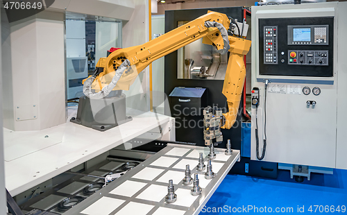Image of Robotic Arm modern industrial technology. Automated production c