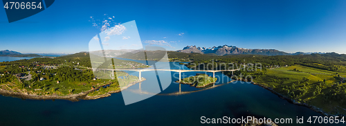 Image of Panorama Beautiful Nature Norway natural landscape. Whirlpools o