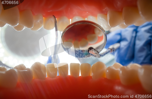 Image of Patient at a dentist appointment in a dental clinic. View from i