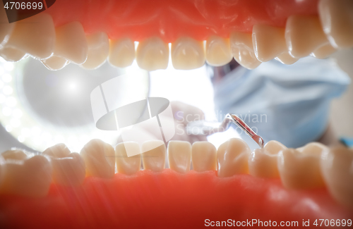 Image of Patient at a dentist appointment in a dental clinic. View from i