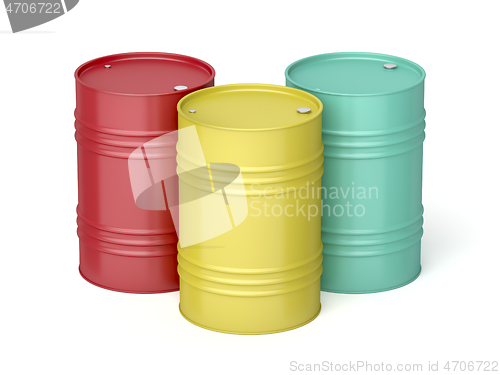 Image of Steel barrels with different colors