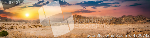 Image of Desert and mountains at sunrise