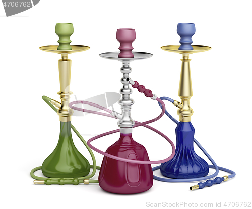 Image of Hookahs with different designs and colors