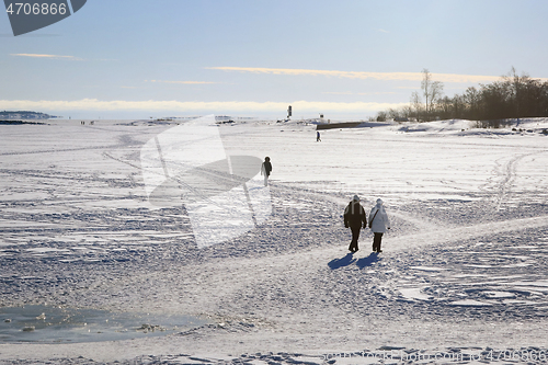 Image of Walking on Frozen Sea in Helsinki, Finland