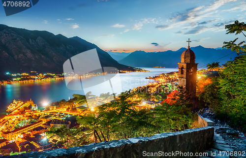 Image of Church in Kotor at sunset