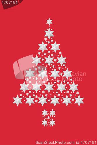 Image of Abstract Christmas Tree Silver Star Pattern  