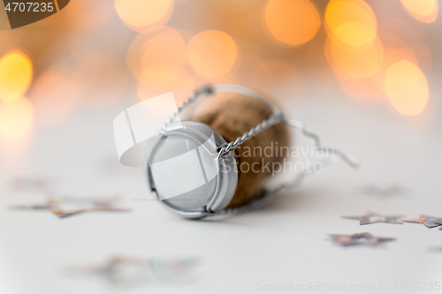 Image of champagne bottle cork at christmas party