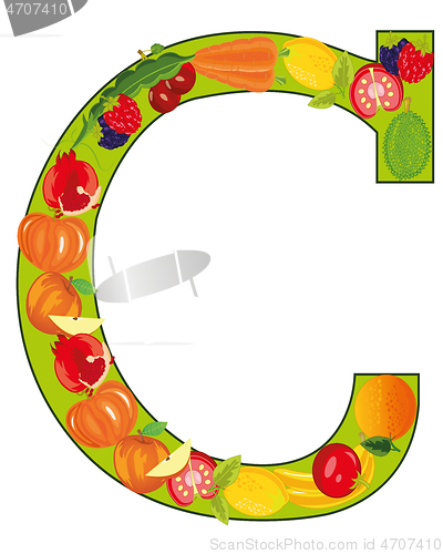 Image of Letter G english from fruit and vegetables