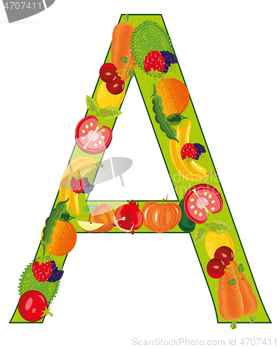 Image of Letter But decorative from vegetables and fruit