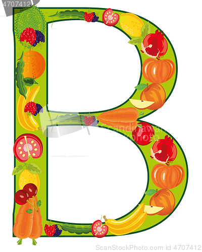 Image of Decorative letter of the alphabet from fruit and vegetables