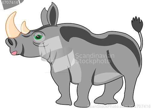 Image of African animal rhinoceros type from the side