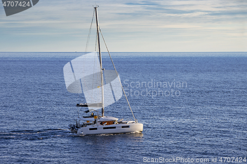 Image of Sailingboat in the Adriatic Sea by the shore of Croatia