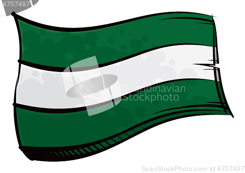 Image of Painted Andalusia flag waving in wind