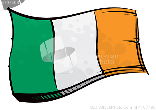 Image of Painted Ireland flag waving in wind