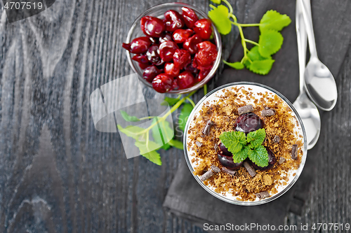 Image of Dessert Black Forest in glass on board top