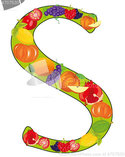 Image of Letter S english from fruit and vegetables