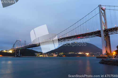 Image of Kanmon bridge at night