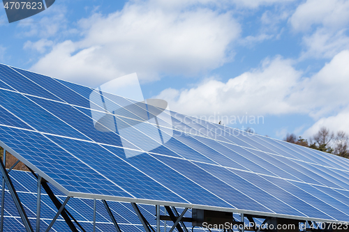 Image of Solar panel against blue sky