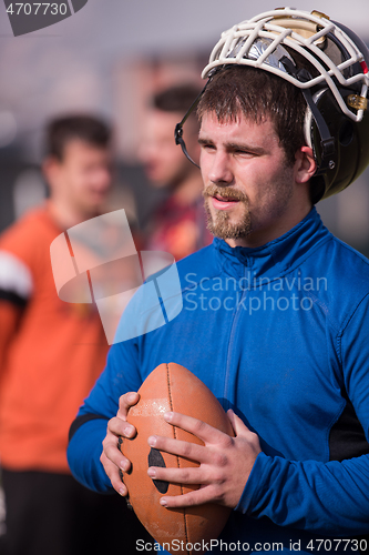 Image of portrait of A young American football player