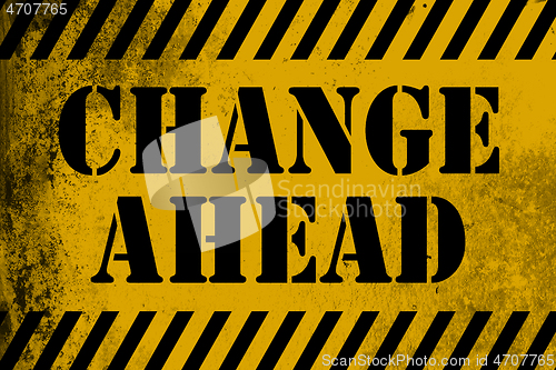 Image of Change ahead sign yellow with stripes