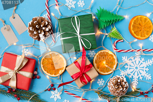 Image of christmas gifts and decorations