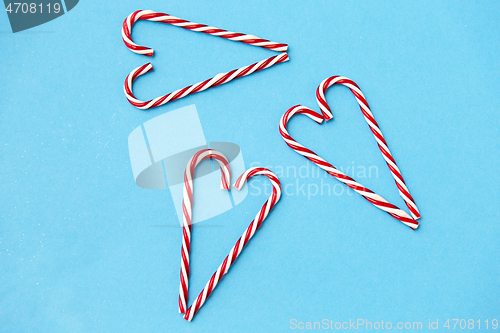 Image of candy cane decorations in shape of hearts