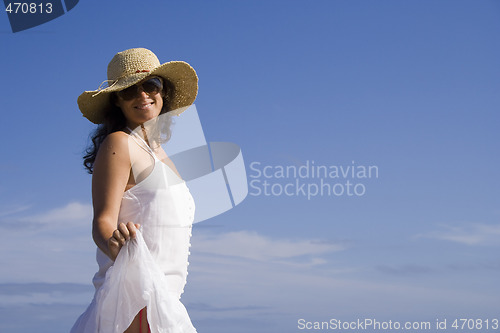 Image of Beautiful woman at the beach