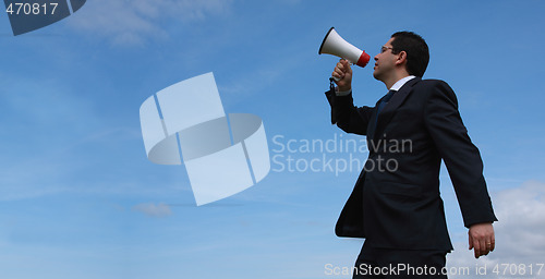 Image of Businessman speaking with a megaphone