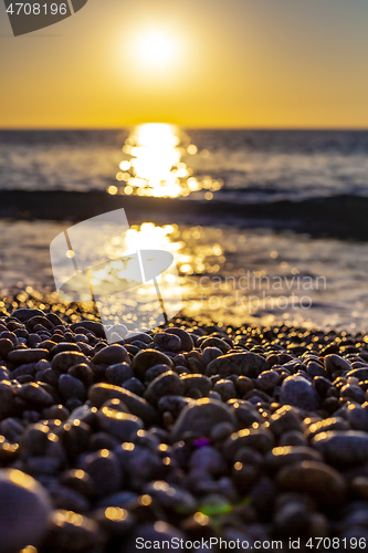 Image of Red sunset over the sea. Beautiful sunset.