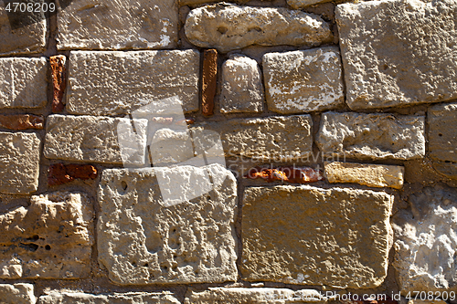 Image of Antique brick wall texture close up.