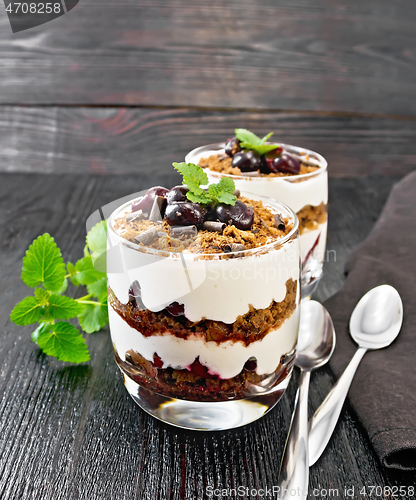 Image of Dessert Black Forest in two glasses on table