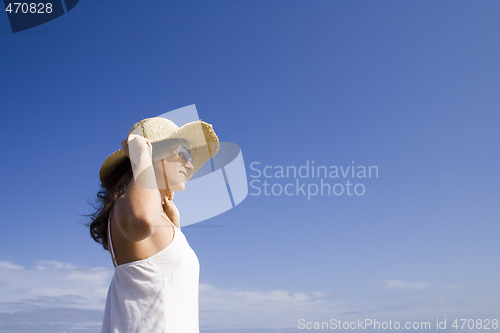 Image of Beautiful woman at the beach