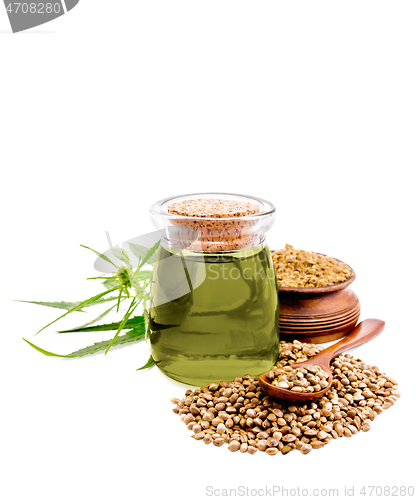 Image of Oil hemp in jar with cereals and flour